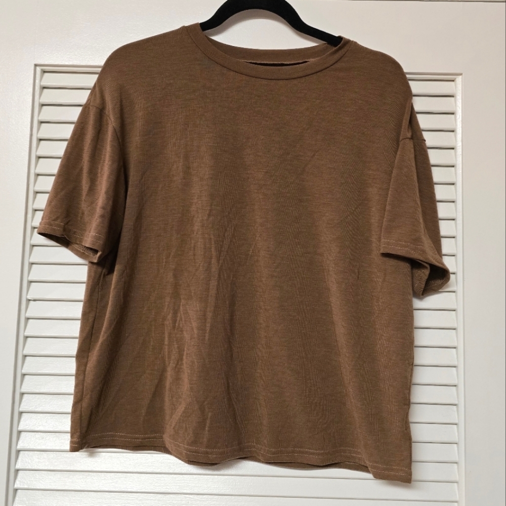 Brown Lightweight Short-Sleeve Top